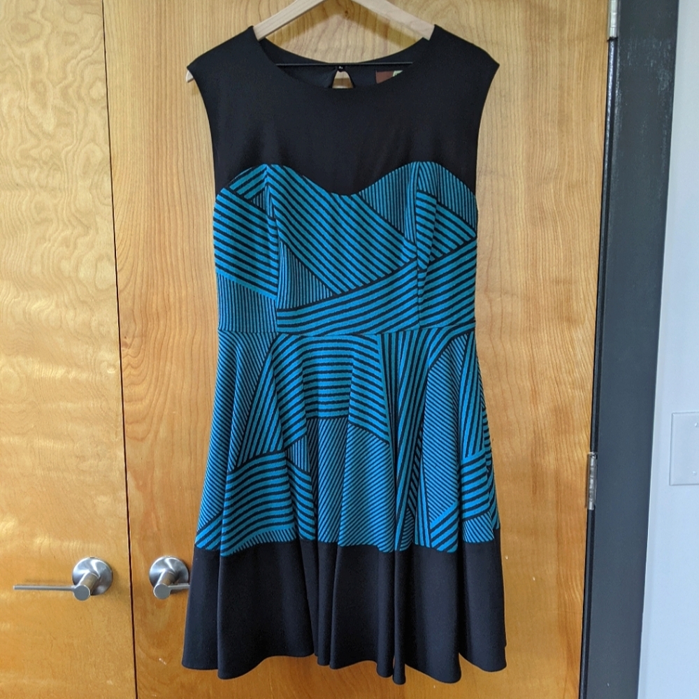 Eva Franco teal/black swing dress
